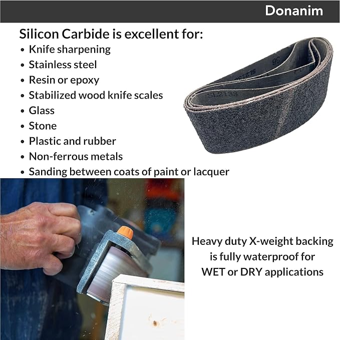 3 X 21 Inch Sanding Belts, 36 Grit Extra Coarse Silicon Carbide Abrasive - Image 4