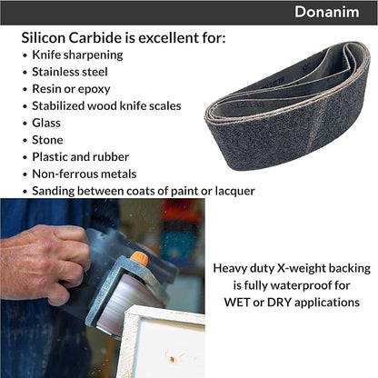 3 X 21 Inch Sanding Belts, 36 Grit Extra Coarse Silicon Carbide Abrasive - Image 4