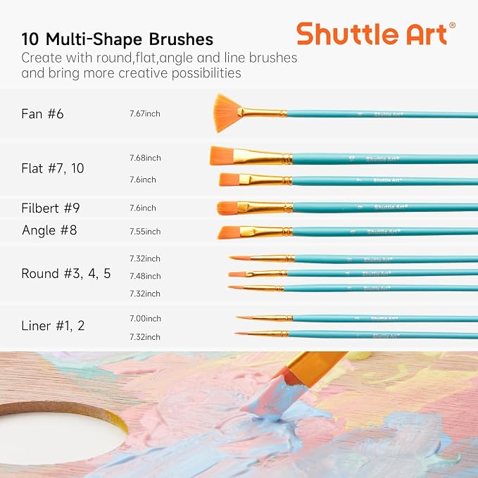 Shuttle Art 40 Pack Pastel Acrylic Paint Set, 30 Colors, 60ml/2oz Bottles - Image 6