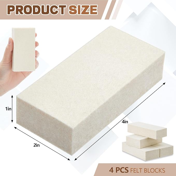 4 Pcs Thickened Felt Blocks Wool Soft Felt Squeegee Automotive Vinyl Wrapping - Image 2