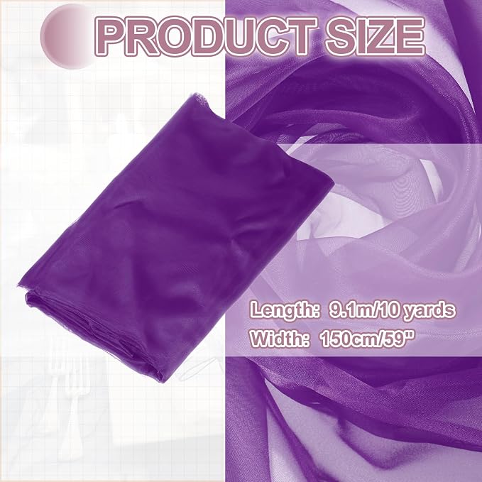 MECCANIXITY Iridescent Sheer Organza Fabric, 10 Yards x 59 Inches Solid - Image 2