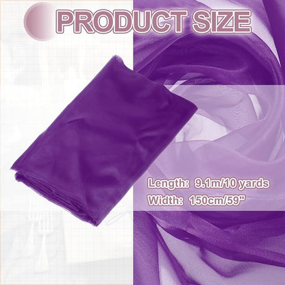 MECCANIXITY Iridescent Sheer Organza Fabric, 10 Yards x 59 Inches Solid - Image 2
