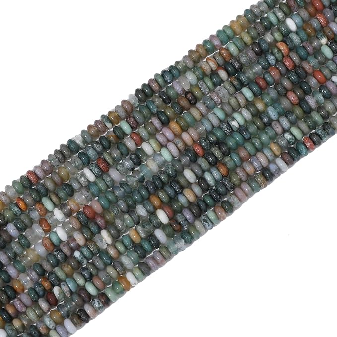 Natural Indian Agate Disk Stone Beads 4x2mm 160pcs Rondelle Loose Semi Gemstone - Image 7