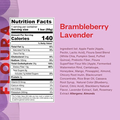 Floura Brambleberry Lavender Fruit-Forward Fiber Bars– High Fiber, Gluten & - Image 2