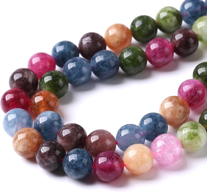 36pcs 10mm Natural Colorful Tourmaline Jade Stone Beads Round Loose Crystal - Image 4