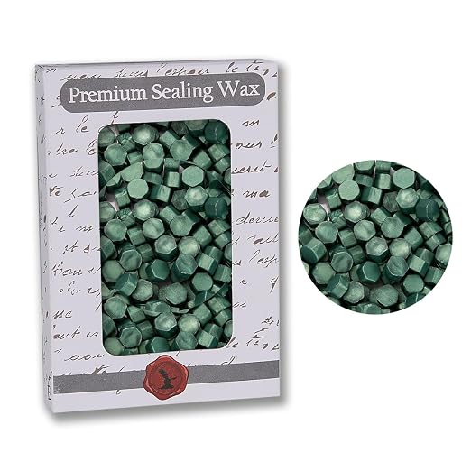 Premium Sealing Wax Beads 2 OZ. 350 pcs + Pine Green/Emerald Pearl by NostalgicImpressions