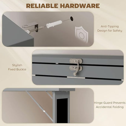 HOMCOM Fold-Out Convertible Writing Table, Wall Mount Desk Cabinet - Image 7