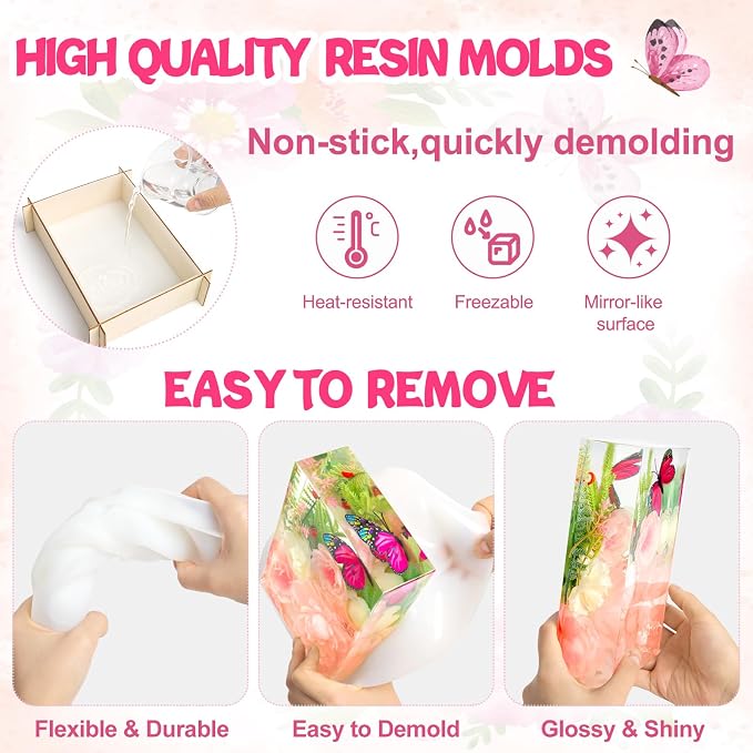 Large Resin Molds Silicone 6PCS Rectangular Cube Silicone Molds - Image 3