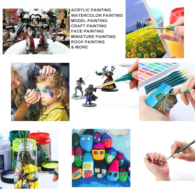 Transon 10pcs Fine Detail Miniature Art Painting Brush Set - Image 2