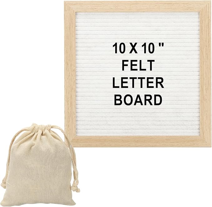 PATIKIL Felt Letter Board, 10x10Inches White Wooden Changeable Message Board by PATIKIL