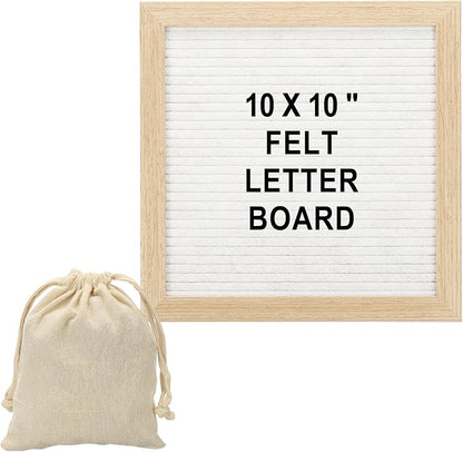 PATIKIL Felt Letter Board, 10x10Inches White Wooden Changeable Message Board by PATIKIL