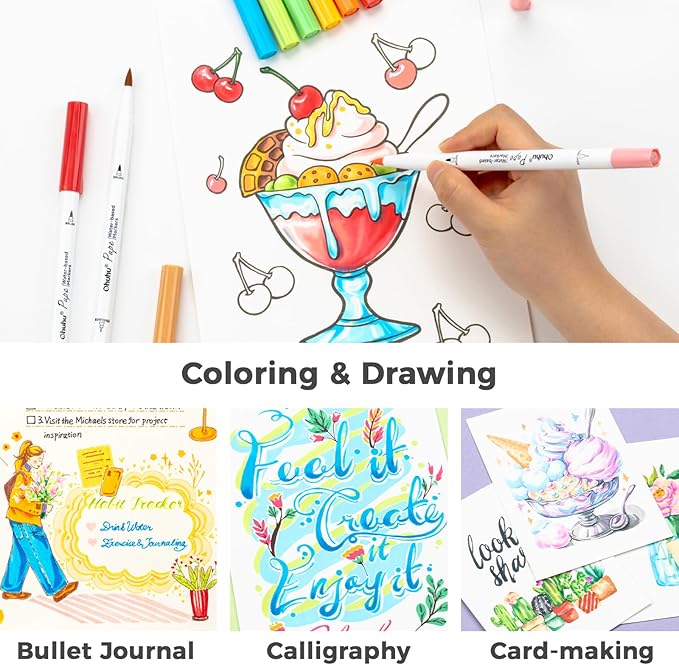 Ohuhu Markers Paper-friendly No Peeling Water-based 60 Colors Dual Brush - Image 5