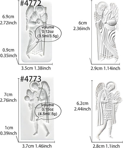 Art Molds for Polyclay Air Dry Clay Plaster, 2 Carved Archangel Symbols - Image 2