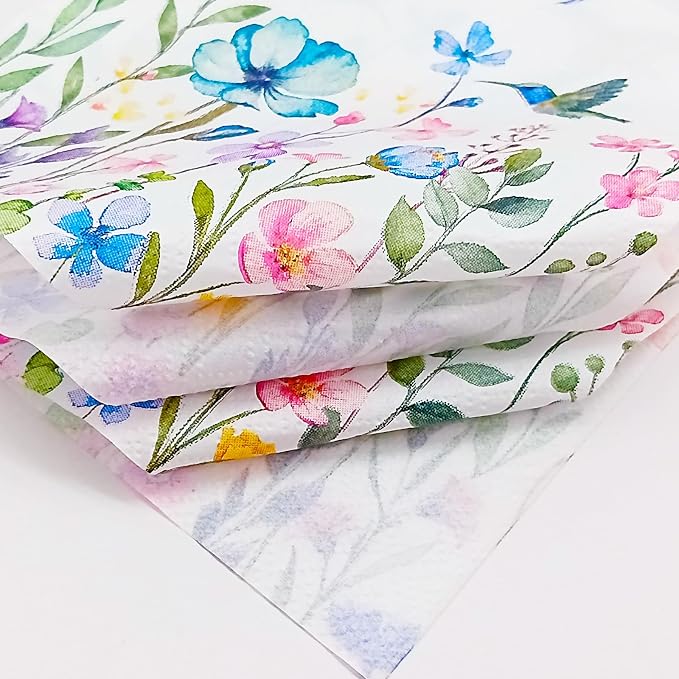 Cocktail Napkins 80 Pack 2 Ply Floral Beverage Luncheon Dinner Paper Napkins - Image 3