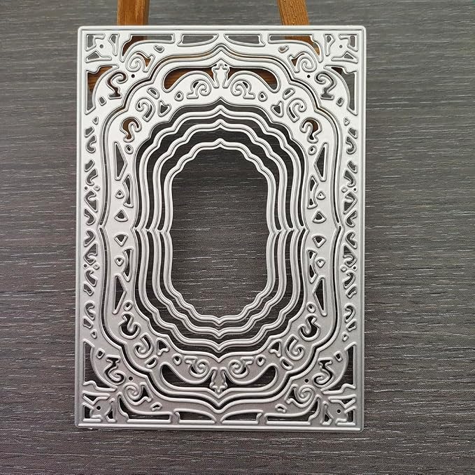 Lace Rectangle Frame Metal Die Cuts, Flower Border Square Frames Layering Label - Image 2