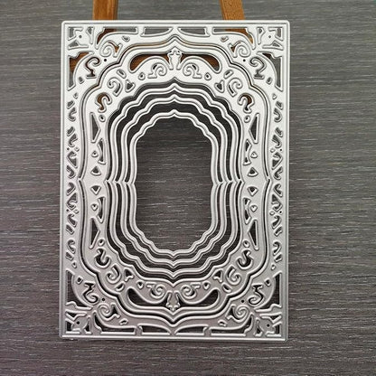 Lace Rectangle Frame Metal Die Cuts, Flower Border Square Frames Layering Label - Image 2