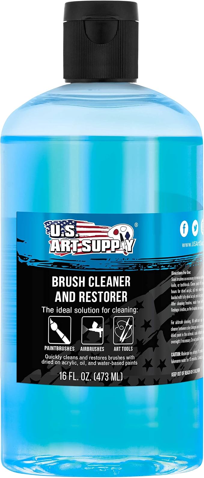 U.S. Art Supply Brush Cleaner and Restorer, 16 Ounce Bottle by USArtSupply