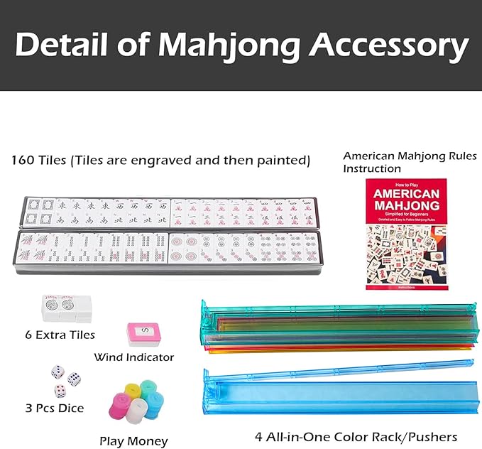 American Mahjong Game Set, 166 Quality White Tiles, 4 All-in-One Color - Image 3