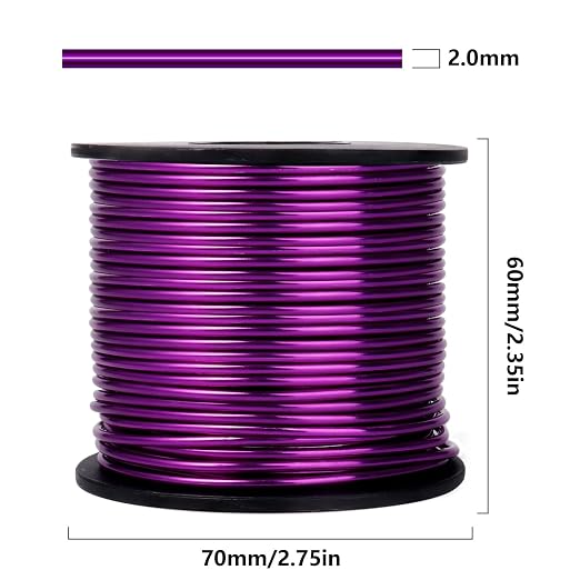 Aluminum Craft Wire, 95 Feet 2.0mm/ 14 Gauge Purple Bendable Soft Metal - Image 3