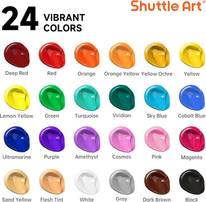Shuttle Art Acrylic Paint, 24 Colors Acrylic Paint Bottle Set, 250ml/8.45oz Each - Image 2
