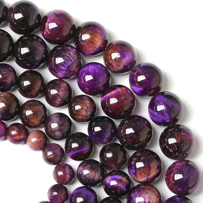 8MM Purple Tiger Eye Stone Beads Natural Gemstone Round Loose Beads - Image 3