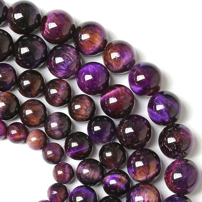 8MM Purple Tiger Eye Stone Beads Natural Gemstone Round Loose Beads - Image 3