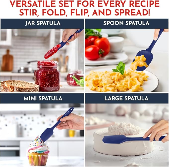 Culinary Couture 4-Piece Blue Baking Spatula Set - Image 6