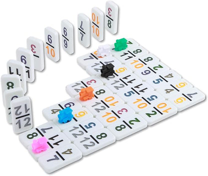 NOLIE Mexican Train Game, Double 12 Domino Set, Colored Number Dominoes - Image 6