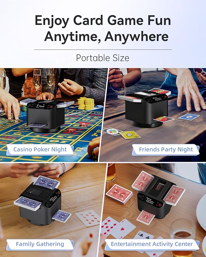Automatic Card Shuffler and Dealer 2-in-1, 2 Deck 360° Rotating Dealing Machine - Image 6