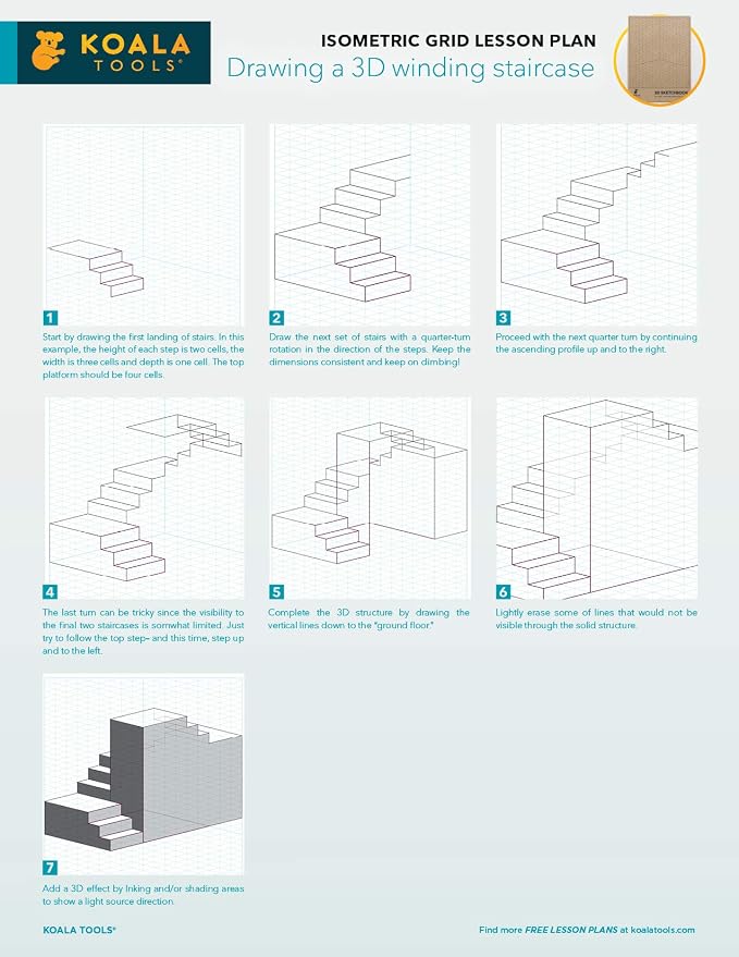 KOALA TOOLS | Isometric Graph Paper Notebook | 7.5" x 9.75", 60 pp. - Image 5