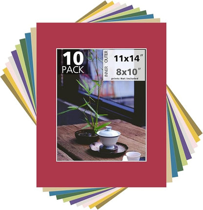 MBC Mat Board Center, Acid Free Pack of 10 11x14 Mixed Colors White Core by MatBoardCenter