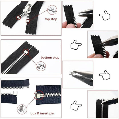 48 Pieces Metal Zipper Repair Accessories Set, Zipper Head Slider Retainer Box - Image 4