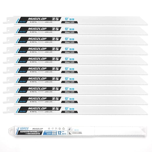 10 Pack 12 inch Reciprocating Saw Blades Set, 18 TPI High Carbon Saw Blades by Unknown