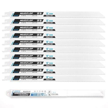 10 Pack 12 inch Reciprocating Saw Blades Set, 18 TPI High Carbon Saw Blades by Unknown