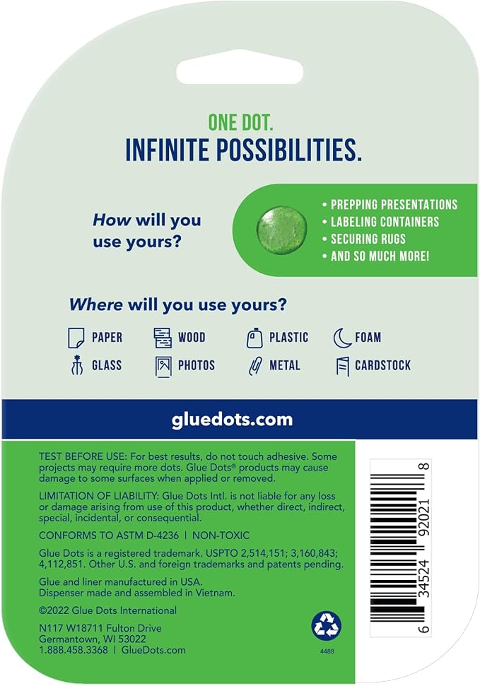 Glue Dots, Dispenser for everyday uses, 750 total dots, .375 Inches, - Image 3