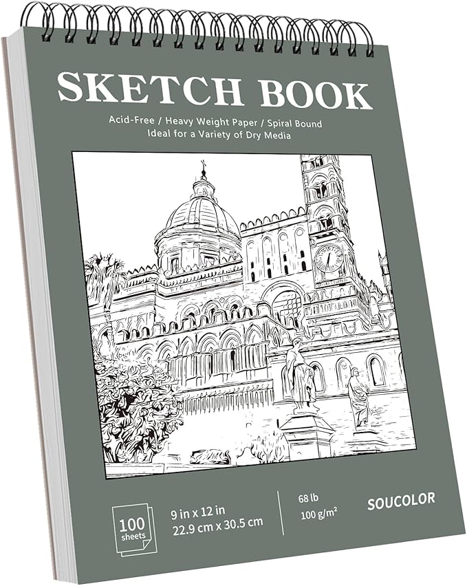 Soucolor 9" x 12" Sketch Book, Back to School Supplies, Acid Free Artist by Soucolor