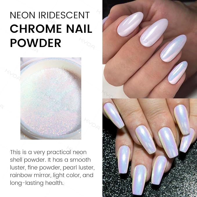 Ownest 4 Pcs Neon Chrome Nail Powder, Unicorn Chrome Nails Glitter Pigment - Image 3