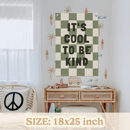 Kids Room Decor, Sage Green Classroom Wall Decor, It's Cool to Be Kind Banner - Image 2