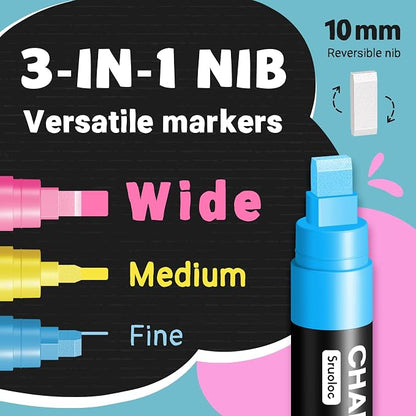 Window Chalk Markers for Glass Washable, 20 Colors Jumbo Liquid Chalk Marker - Image 2