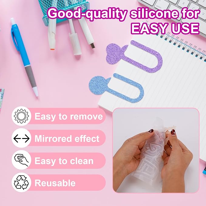 3pcs Paperclip Bookmarks Mold, Jumbo Paper Clips Bookmarks Silicone Mold - Image 4