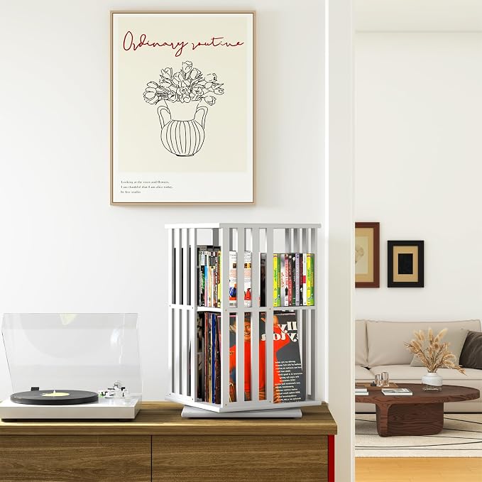 XIMN 360° Rotating Bamboo CD/DVD Shelf - Image 2