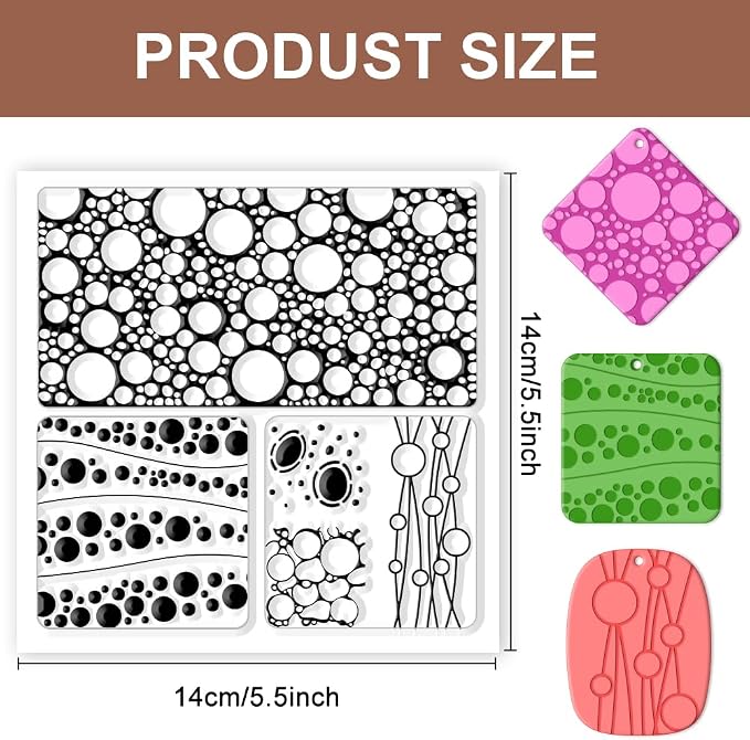 CHGCRAFT Bubbles Silicone Clay Texture Mat Silicone Texture Stamps Clay - Image 2