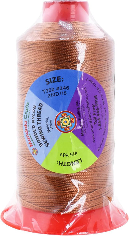 Mandala Crafts Bonded Nylon Thread Bourbon Brown Heavy Duty Sewing Threads - Image 3