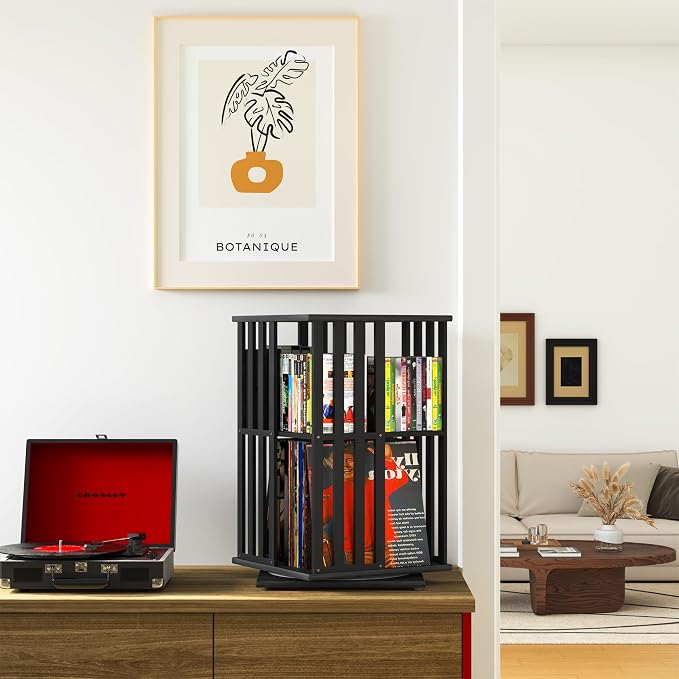 XIMN 360° Rotating Bamboo CD/DVD Shelf - Image 2
