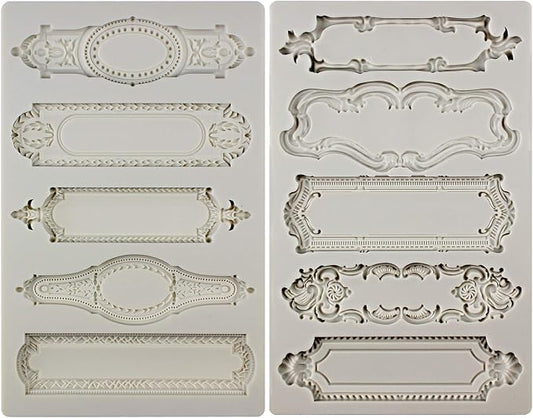 Baroque Style Silicone Molds 2-count Plaque and Object Labels by FUNSHOWCASE