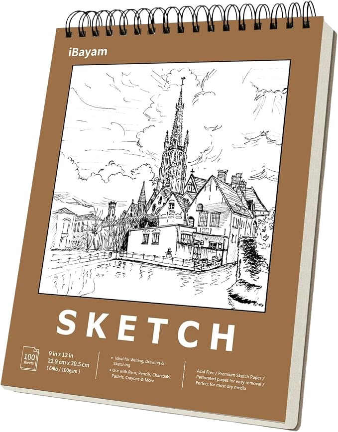 iBayam 9x12 Sketchbook, Spiral Bound Sketch Book by iBayamDirect