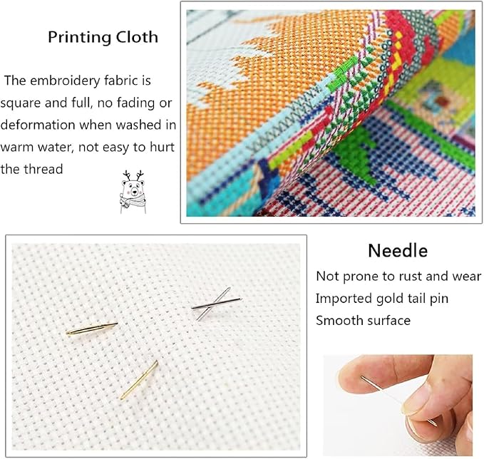 Stamped Cross Stitch Kits for Adults Beginners Pillow Needlepoint Kit - Image 5