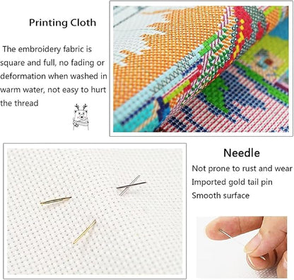 Stamped Cross Stitch Kits for Adults Beginners Pillow Needlepoint Kit - Image 5