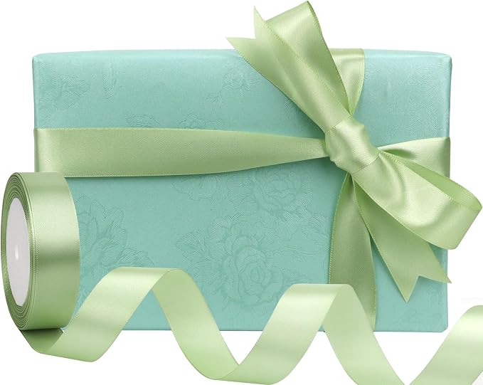 Pale green Solid Satin Ribbon 1 Inch 25 Yards Solid Polyester Fabric Ribbon - Image 5