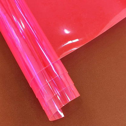 HYANG Pink Transparent PVC Super Clear Holographic Vinyl Faux Leather Sheets 1 - Image 3